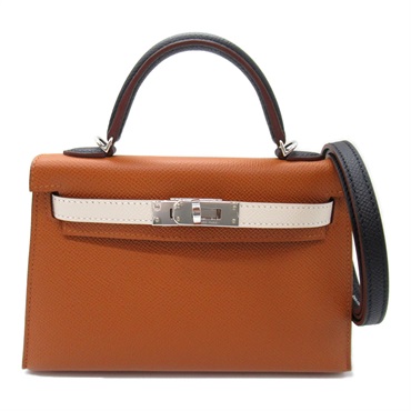 HERMES Mini Kelly 2 Tricolor Hand shoulder bag U Epsom Calfskin Gold SHW Used
