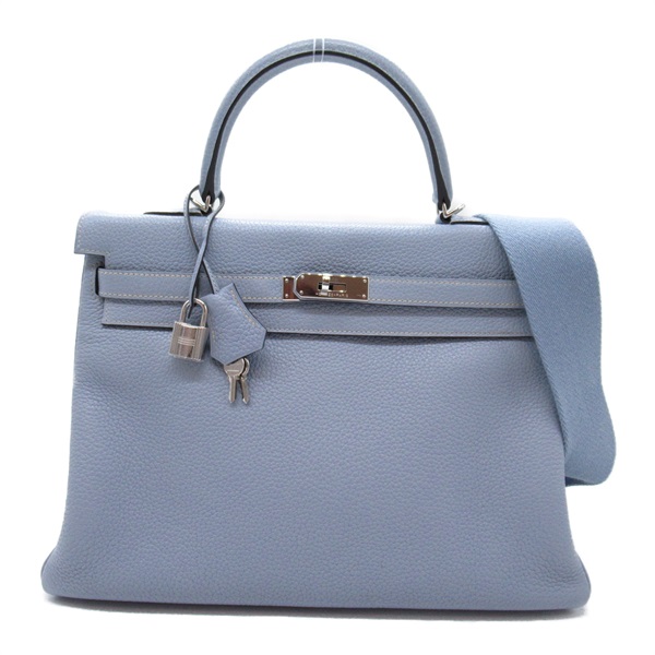 HERMES Kelly 35 Blue Lin 2way Handbag Togo leather Used Women Q 2013 SHW