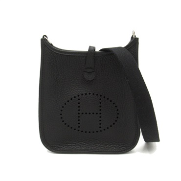 HERMES Evelyne TPM16 Shoulder Bag Clemence leather Black Used Women W SHW