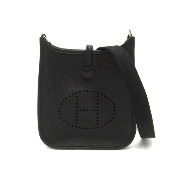 HERMES Evelyne TPM16 Shoulder Bag Clemence leather Black Used Women W SHW