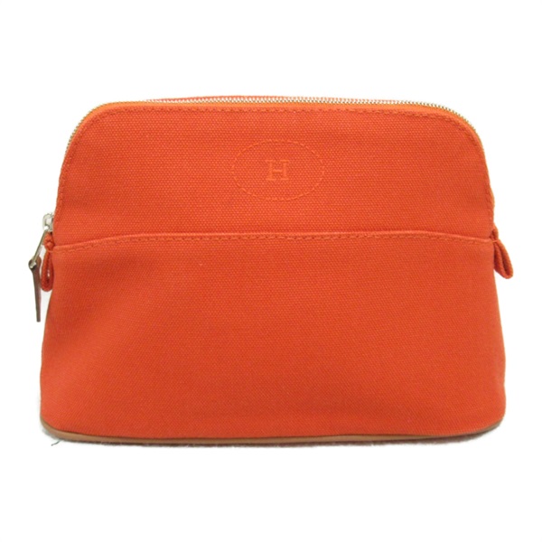 HERMES Bolide pouch mini bag cotton Orange Used Women SHW