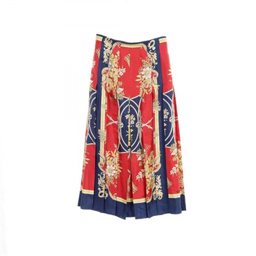 GUCCI Skirt silk Navy Red Mulch color Used Women size 36