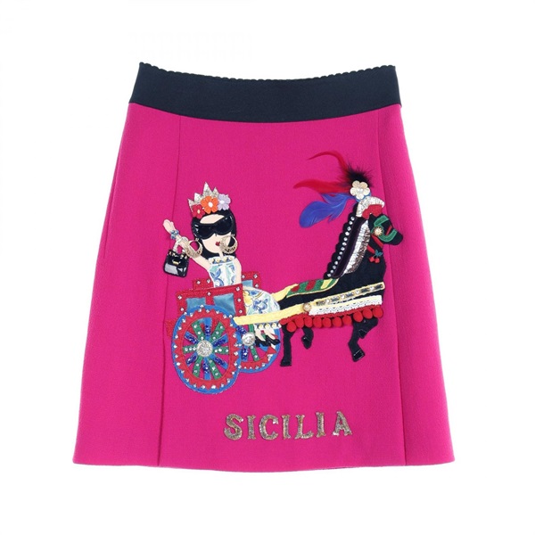 DOLCE & GABBANA SICILIA skirt wool Pink Mulch color Used Women size 38