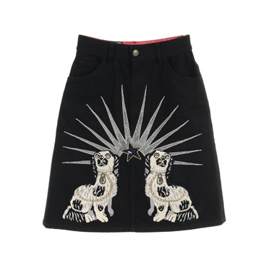 GUCCI skirt 456974 XR402 cotton Black Mulch color Used Women size 36