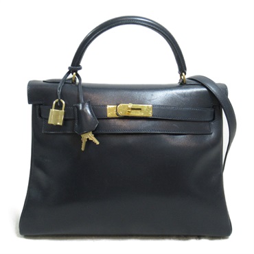 HERMES Kelly 32 inside stitched 2way shoulder hand bag Y Box calf Navy GHW Used