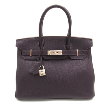 HERMES Birkin 30 Hand bag sac T Togo leather Cassis purple Used SHW