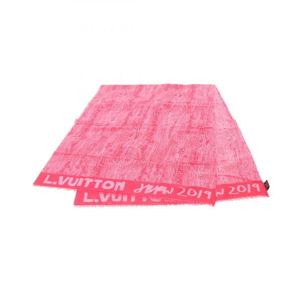 LOUIS VUITTON Wood stole shawl scarf M76062 silk cotton Pink Used