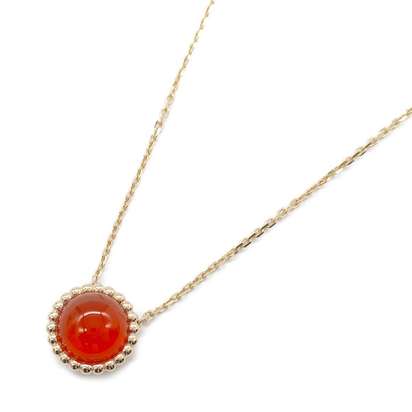 Van Cleef & Arpels Perlée Couleur Pendant Necklace 18KPG Carnelian Orange Used