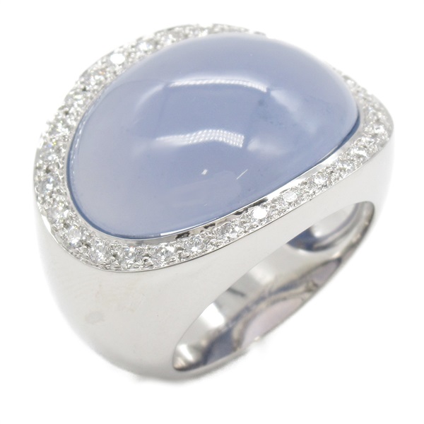 Van Cleef & Arpels Chalcedony diamond Ring 18KWG Used US size 6.75 #53 women