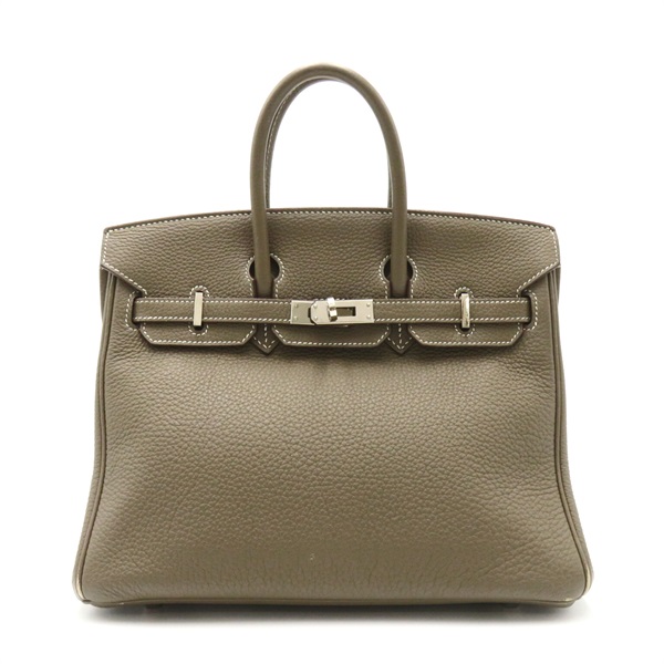 HERMES Birkin 25 Hand bag Togo leather SHW Etoupe Grey Used Women