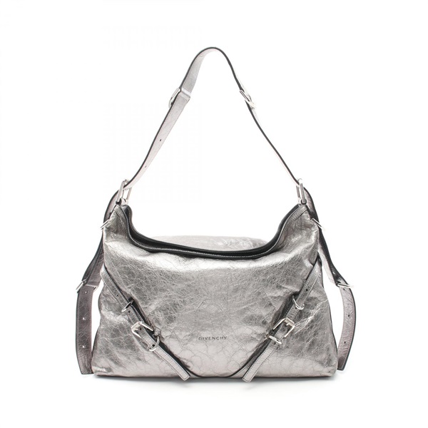 GIVENCHY Voyeur Medium Shoulder Bag leather Silver Used Women