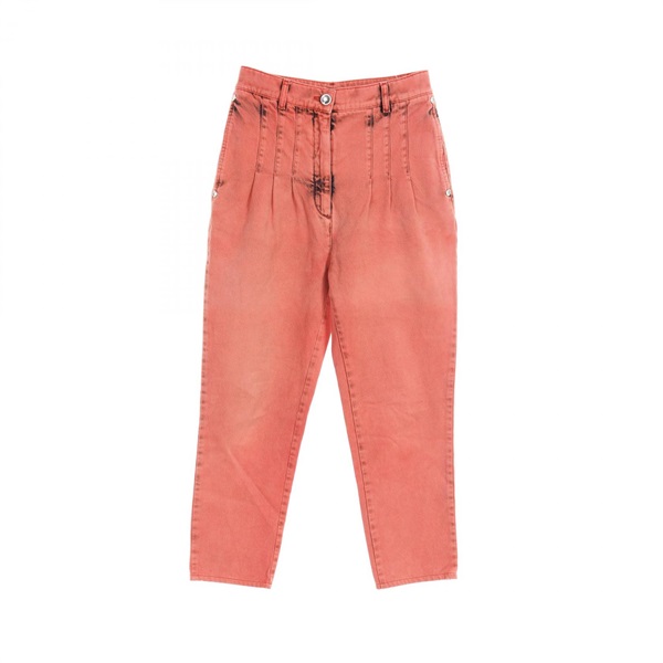 CHANEL Denim pants P64118V60193 cotton Red Black Used Women size 34