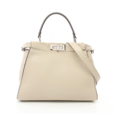 FENDI Peekaboo Regular Selleria 2way Handbag 8BBN290 3PE leather Beige Used