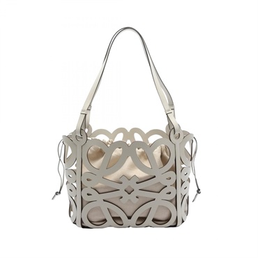 LOEWE Anagram Cutout Small Tote Hand Bag 0010698736 leather White Used Women