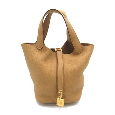 HERMES Picotin Lock PM Hand bag W Taurillon Clemence calfskin biscuit GHW Used