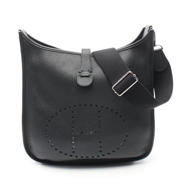 HERMES Evelyne 3 Trois GM Shoulder Bag Taurillon Clemence SHW Black Used Women