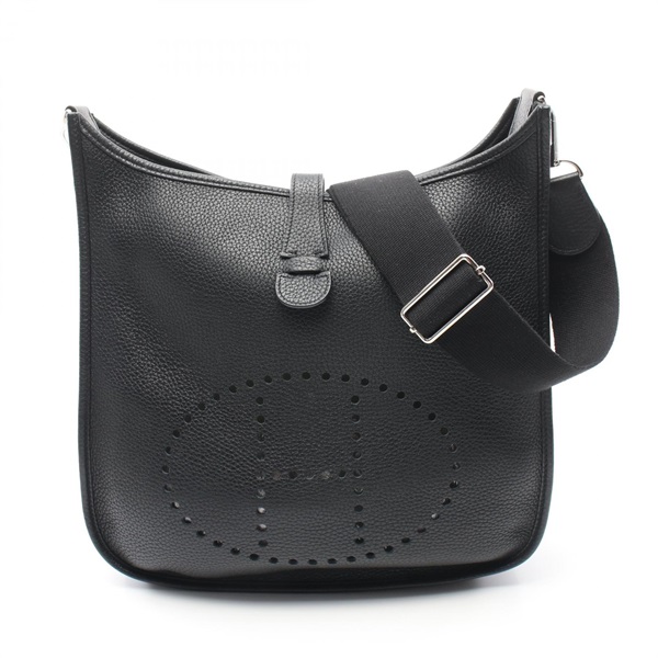 HERMES Evelyne 3 Trois GM Shoulder Bag Taurillon Clemence SHW Black Used Women