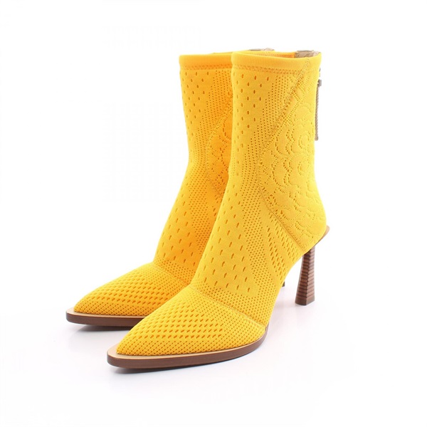 FENDI knit boots Fabric cotton heel Yellow Used Women size 35