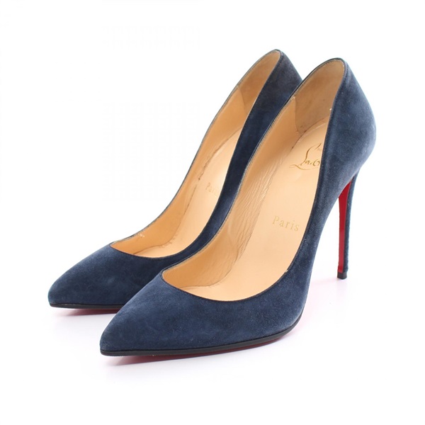 Christian Louboutin pumps Heels Shoes Suede Navy Used Women #35 1/2