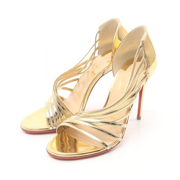 Christian Louboutin Sandals Shoes leather Gold Used Women #35