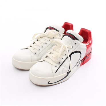 DOLCE & GABBANA sneakers Shoes leather White Red Used Women #35