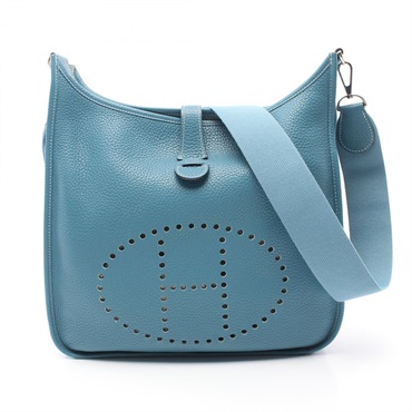 HERMES Evelyne 3 Trois GM Shoulder Bag Taurillon Clemence SHW Blue jean Used