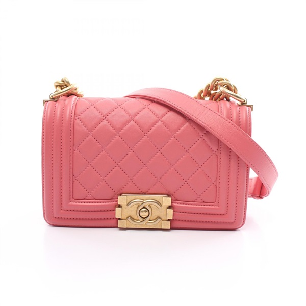 CHANEL Boy Chanel Matelasse Shoulder crossbody Bag A67085 leather Pink GHW Used