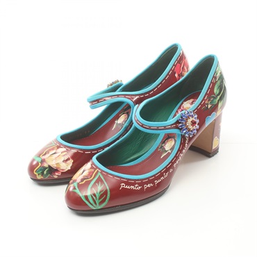 DOLCE & GABBANA pumps Heels leather Bordeaux Blue Multicolor Used Women #39