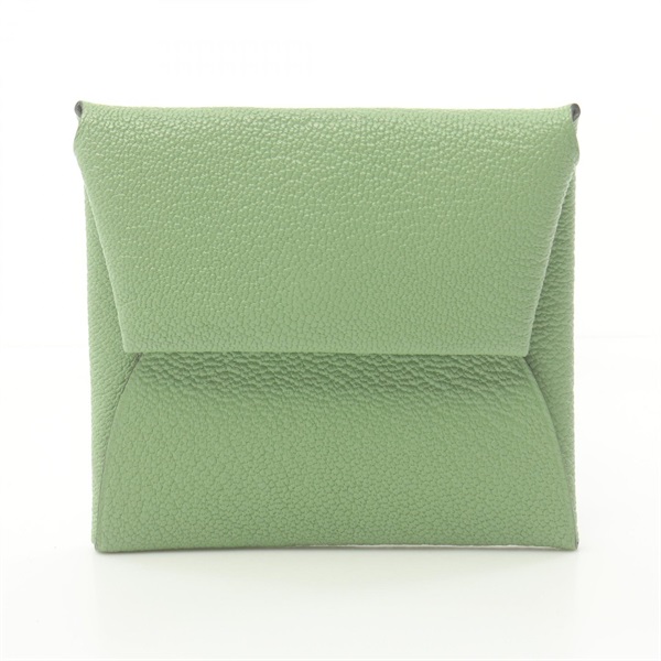HERMES Bastia Vert criquet coin purse Wallet Chevre SHW Green Used Women