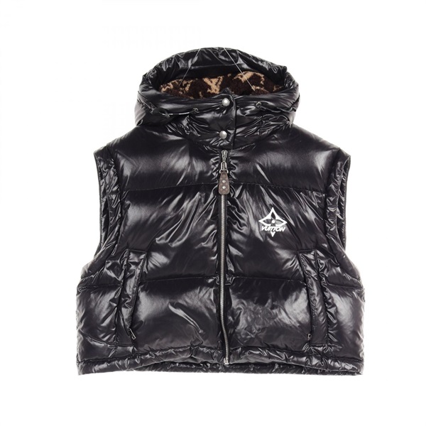 LOUIS VUITTON Glossy Sleeveless Puffer Jacket Down vest #34 Nylon Black Used