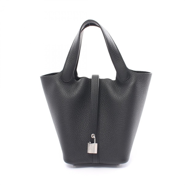 HERMES Picotin Lock PM Hand bag W Taurillon Clemence SHW Black Used