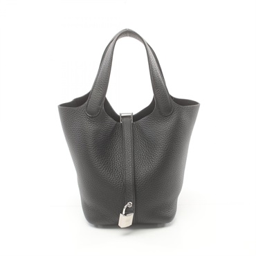 HERMES Picotin Lock PM Hand bag W Taurillon Clemence Black SHW Used
