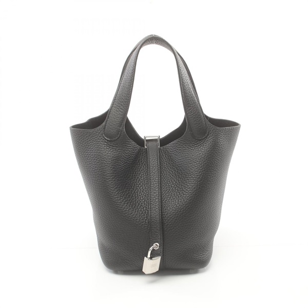 HERMES Picotin Lock PM Hand bag W Taurillon Clemence Black SHW Used