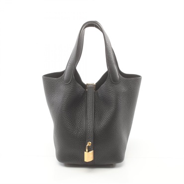 HERMES Picotin Lock PM Hand bag W Taurillon Clemence Black GHW Used