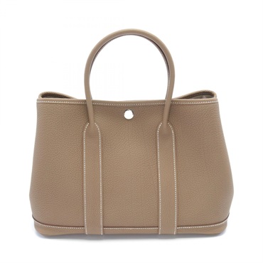 HERMES Garden party TPM Tote Bag Negonda leather Beige Etoupe Grey Used W  SHW