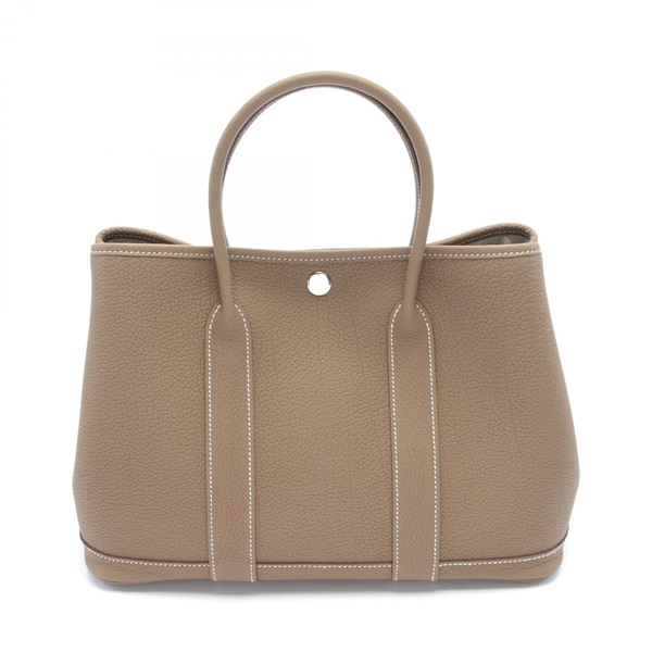 HERMES Garden party TPM Tote Bag Negonda leather Beige Etoupe Grey Used W  SHW