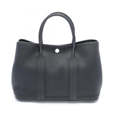 HERMES Garden party TPM Tote hand Bag W Country leather Black SHW Used