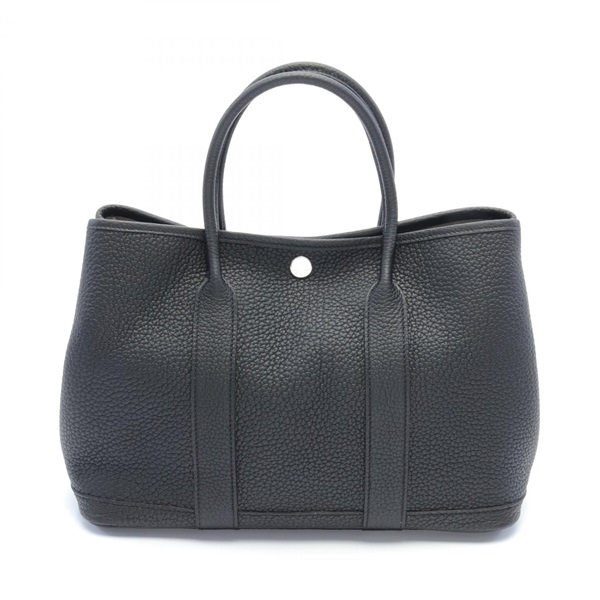 HERMES Garden party TPM Tote hand Bag W Country leather Black SHW Used