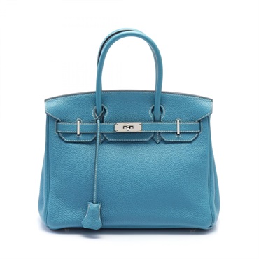 HERMES birkin 30 Hand bag L Togo leather blue jean Used SHW