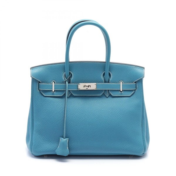 HERMES birkin 30 Hand bag L Togo leather blue jean Used SHW