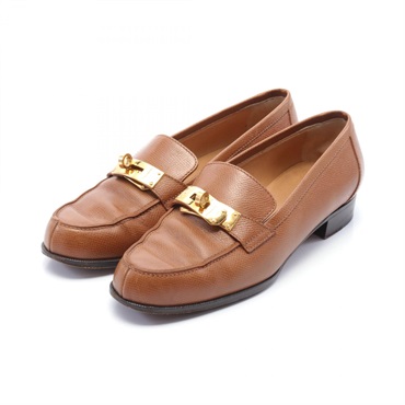 HERMES Kelly loafers #37 shoes flats shoes leather Brown Used GHW