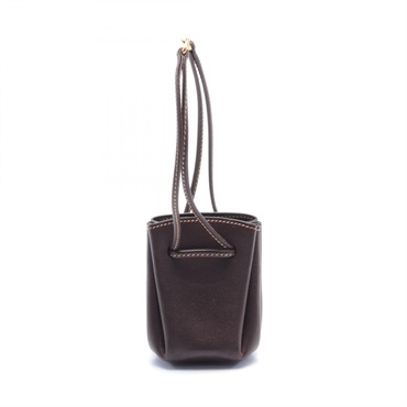 HERMES Vespa Pouch drawstring shoulder bag B Gulliver leather GHW Brown Used