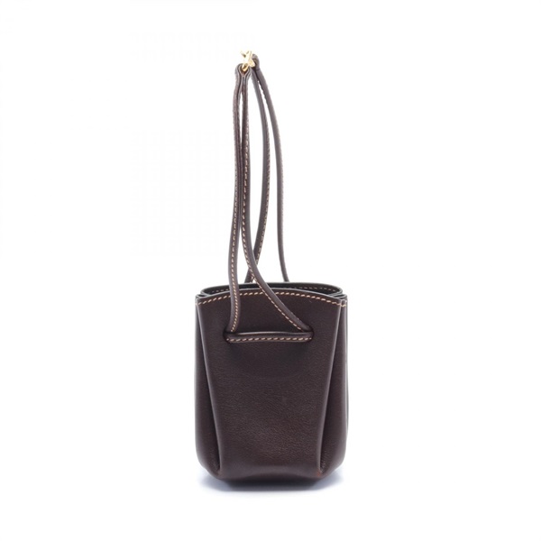 HERMES Vespa Pouch drawstring shoulder bag B Gulliver leather GHW Brown Used