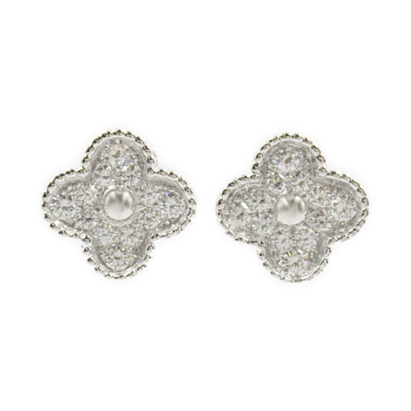 Van Cleef & Arpels Vintage Alhambra Pierced earrings Diamond K18 White Gold used