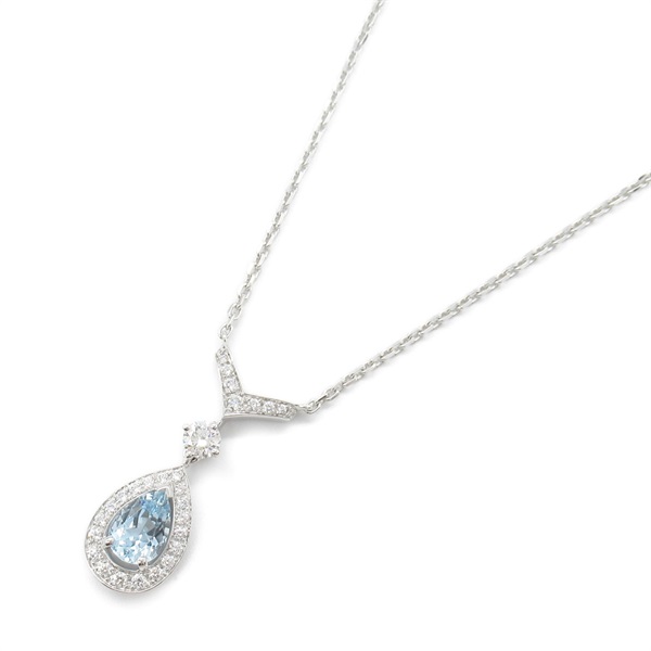 Chaumet Josephine Aigrette Necklace K18 WG White Gold Diamond Aquamarine Used