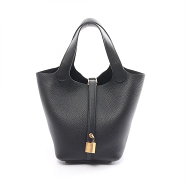 HERMES Picotin Lock PM Hand bag W Taurillon Clemence Black GHW
