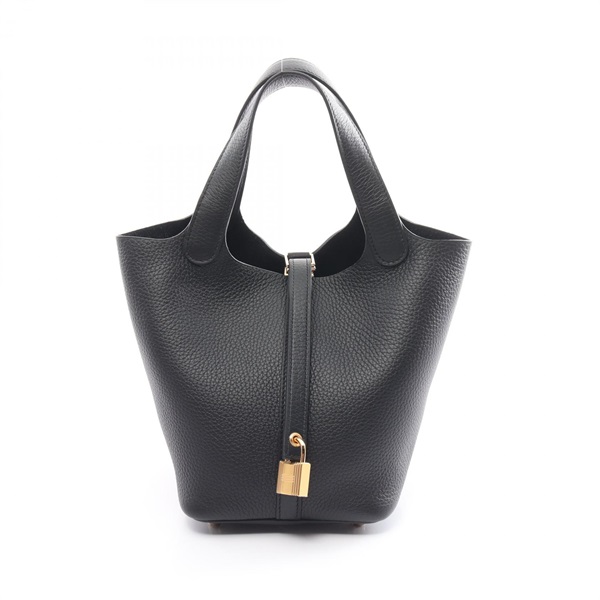 HERMES Picotin Lock PM Hand bag W Taurillon Clemence Black GHW