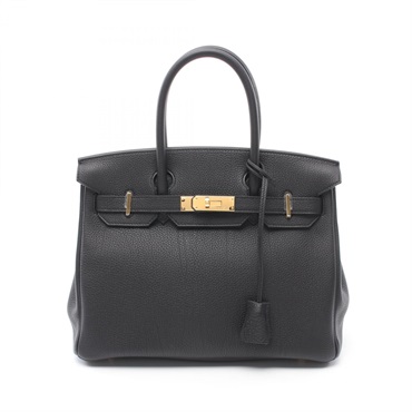 HERMES Birkin 30 Hand bag W Togo leather Black GHW Used