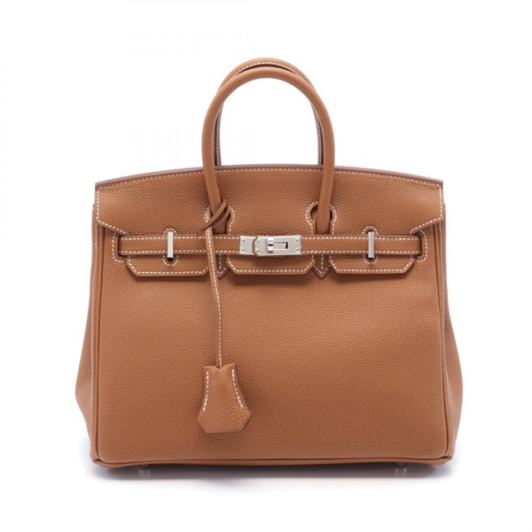 HERMES Birkin 25 Hand bag W Togo leather Brown Gold SHW