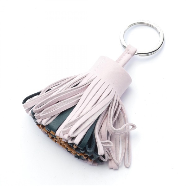 HERMES Carmen key ring holder tassel W Agneau milo mauve pale Used SHW